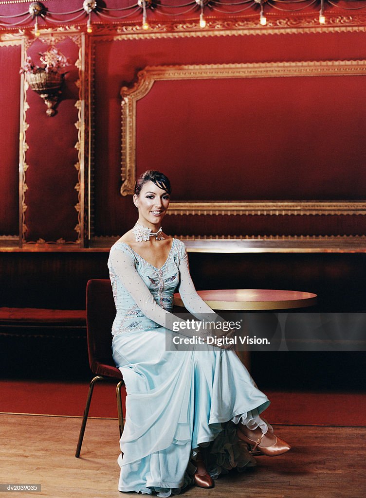 Portrait of a Ballroom Dancer Wearing an Elegant Gown