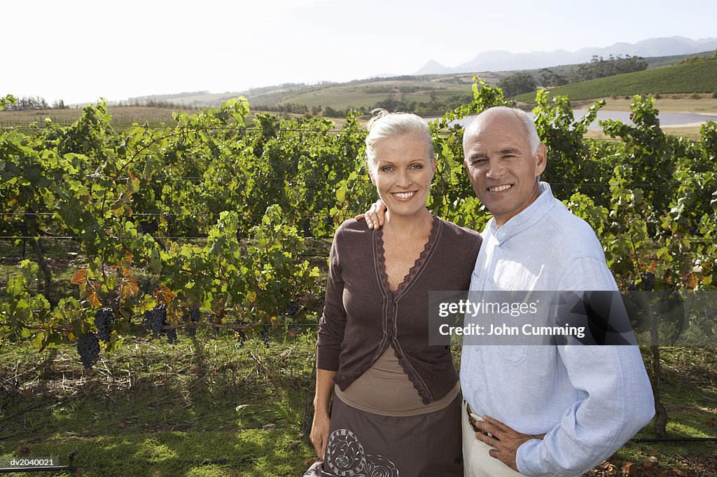 Portrait of a Senior Couple Standing in a Vineyard