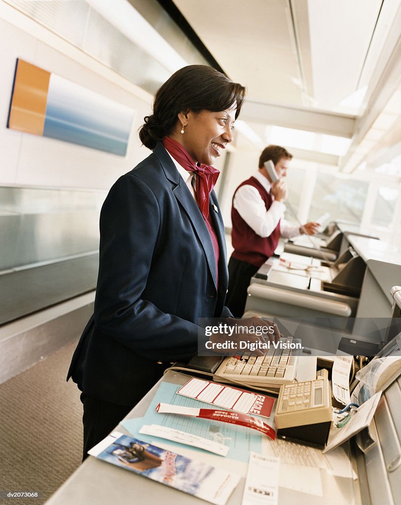 Receptionist at Airport Check-in Desk