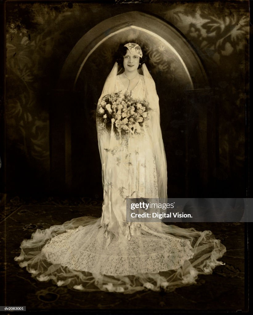 Black and White Portrait of a Bride