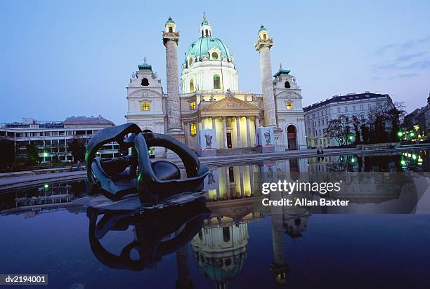 austria, vienna, karlskirche - karlskirche stock-fotos und bilder