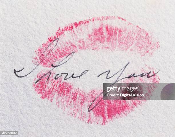 i love you written on lipstick kiss - you stock pictures, royalty-free photos & images