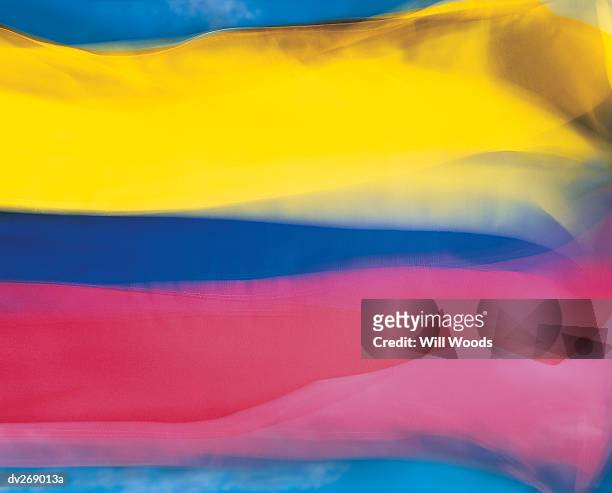 close-up of columbia's flag - south american flags stockfoto's en -beelden