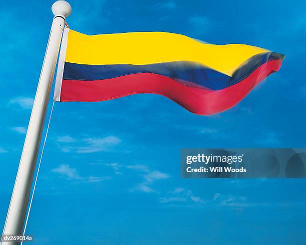 columbia's flag on flagpole - south american flags stockfoto's en -beelden