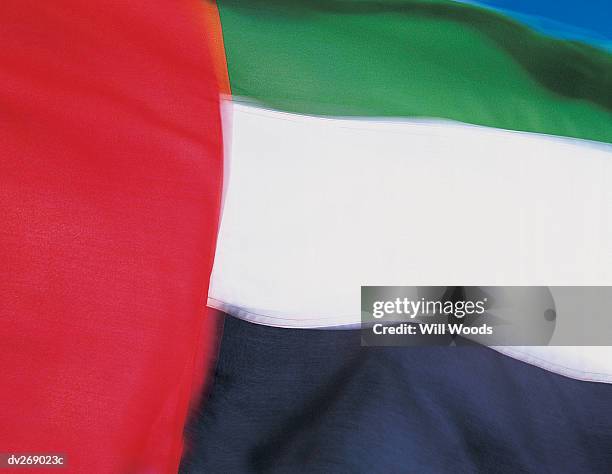 closeup of united arab emirates flag - middle east flag foto e immagini stock