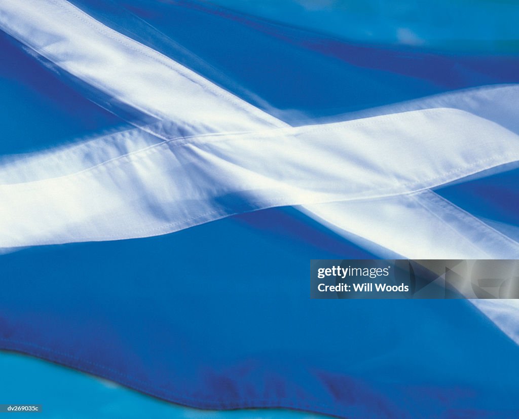 Closeup of flag of Scotland