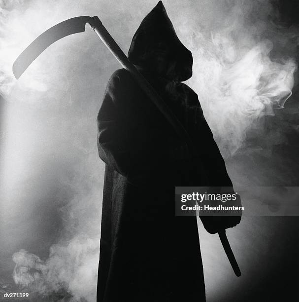 death carrying scythe - scythe stock pictures, royalty-free photos & images