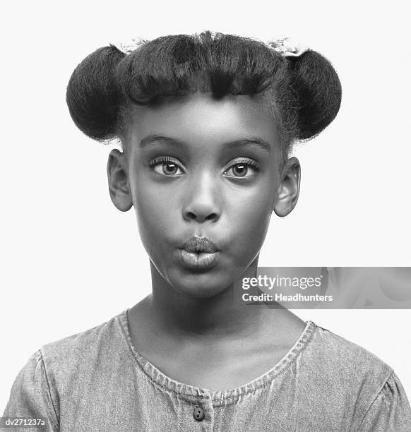 african american girl whistling - headhunters stock-fotos und bilder