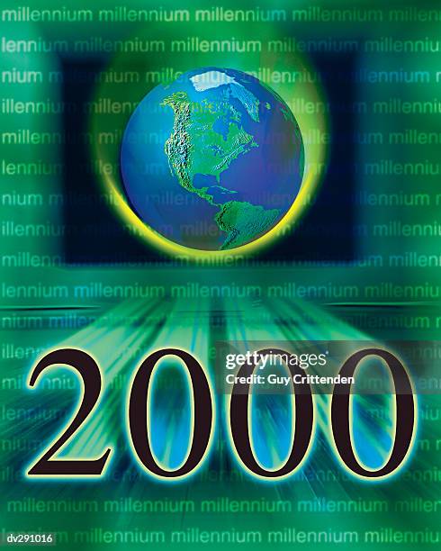 globe over year 2000 - biosphere planet earth stockfoto's en -beelden