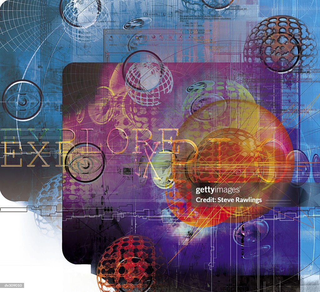 Explore Text Superimposed Over Futuristic Globes And Eyes High-Res ...