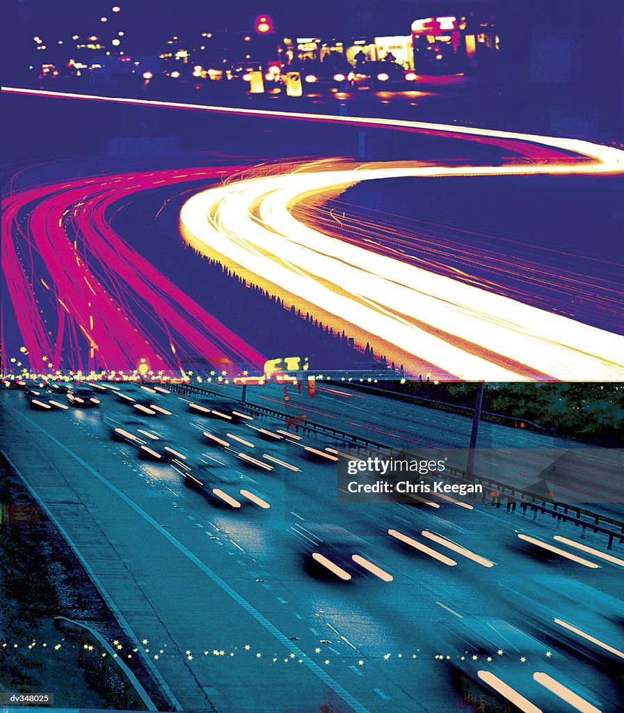 Blurred traffic trails