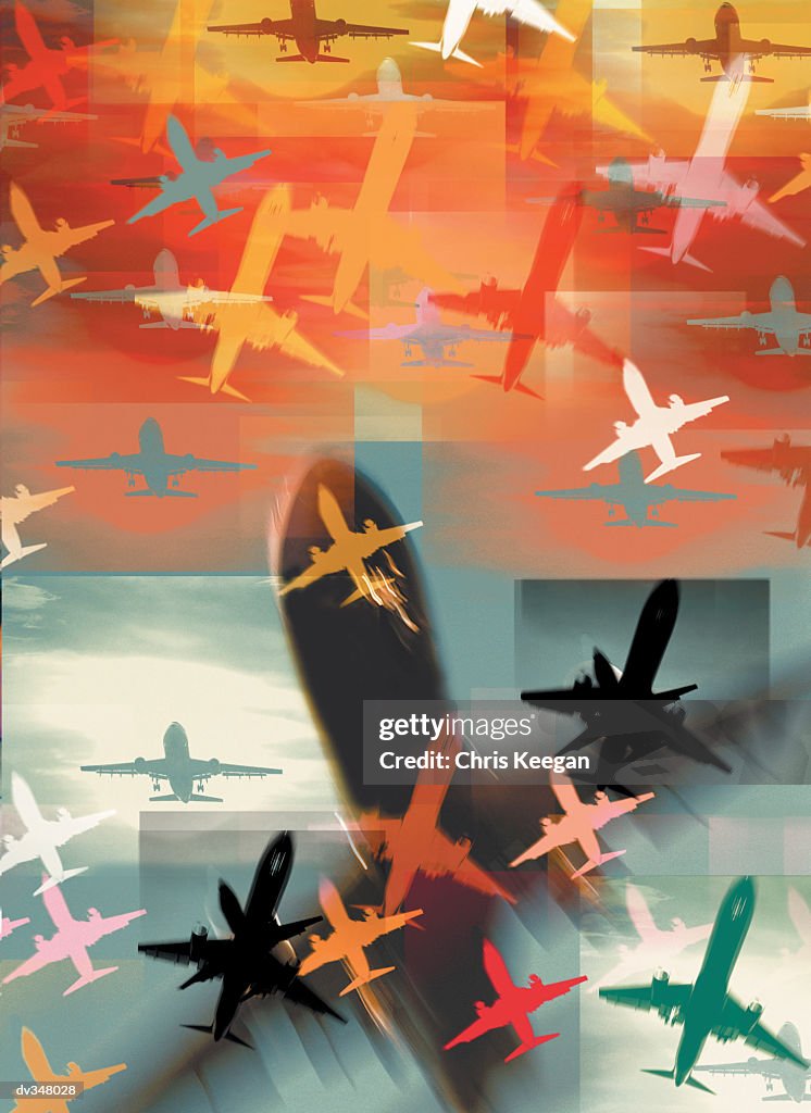 Ascending superimposed airplanes