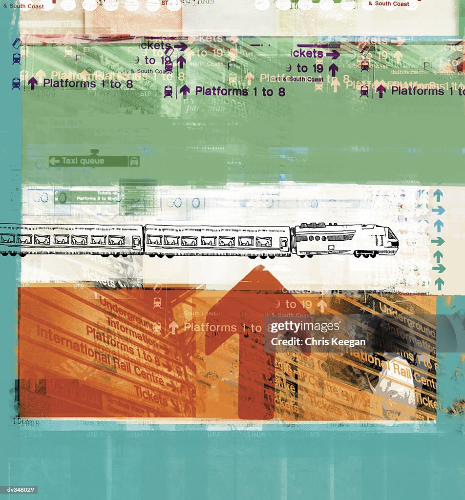 Train on colorful background