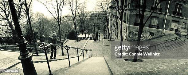 sets of stairs in paris - connie stock pictures, royalty-free photos & images