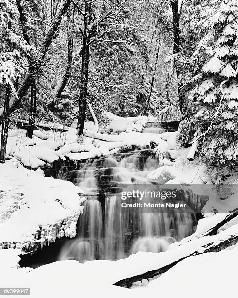waterfall in winter - monte stock pictures, royalty-free photos & images
