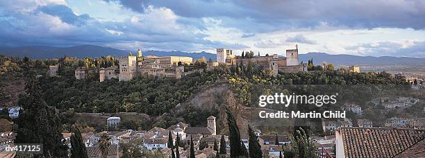 alhambra palace, granada, spain - granada spain landmark stock pictures, royalty-free photos & images