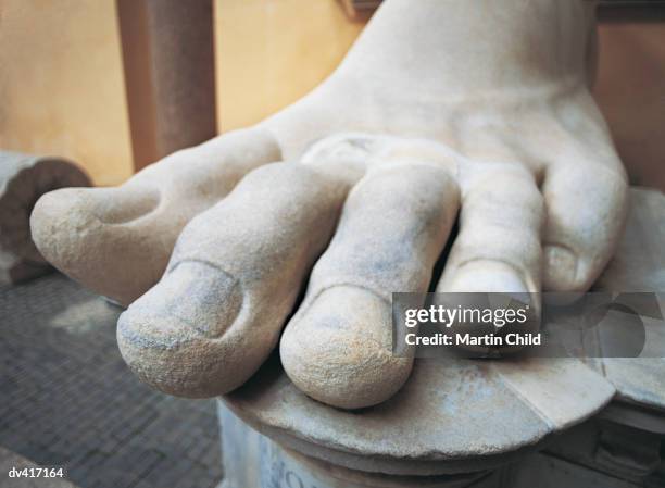 foot from the statue of constantine, capitoline museum, rome, italy - memorial service of constantine mitsotakis stockfoto's en -beelden