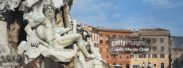 fountain of the four rivers, piazza navona, rome, italy - fountain of the four rivers stock pictures, royalty-free photos & images