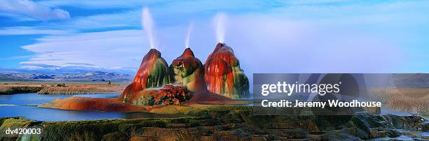 fly geyser, black rock desert, nevada, usa - black rock desert stock pictures, royalty-free photos & images