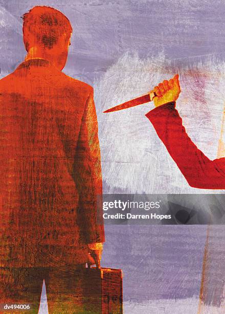 businessman being stabbed in the back - back stabbed stock illustrations