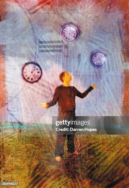 man juggling time - juggling stock illustrations