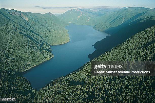 lake crescent, olympic national park, olympic peninsula, washington, usa - lago crescent foto e immagini stock