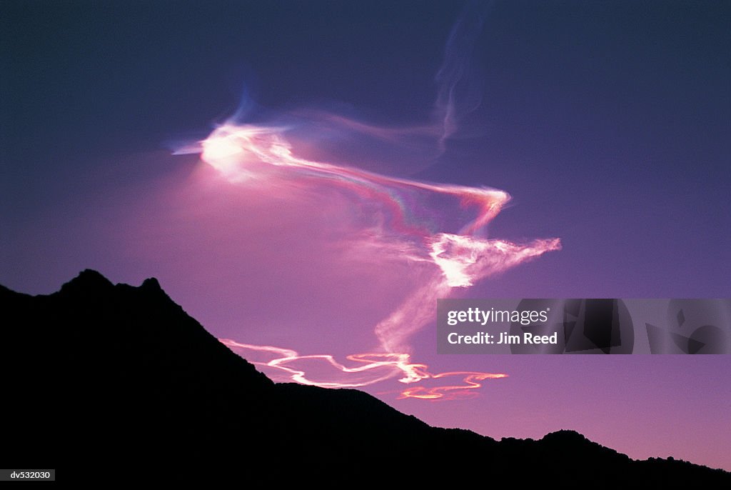 Missile Contrail Blown by Strong Winds