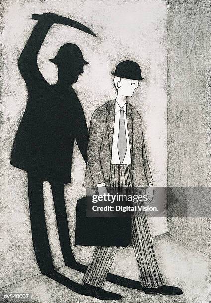 businessman being stabbed in the back - stalker stock illustrations