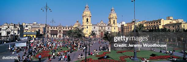 cathedral, plaza de amas, lima, peru - plaza de armas stock pictures, royalty-free photos & images