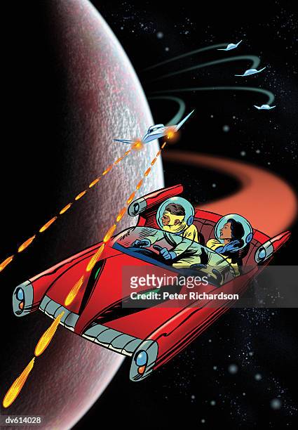 super heroes in space - richardson stock illustrations