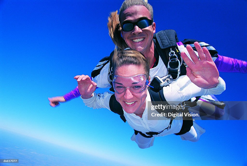 Couple Skydiving