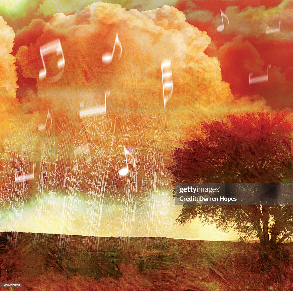 Landscape with Musical Notes