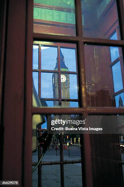 close up of a telephone box and big ben at twilight, london, uk - buena vista stock pictures, royalty-free photos & images