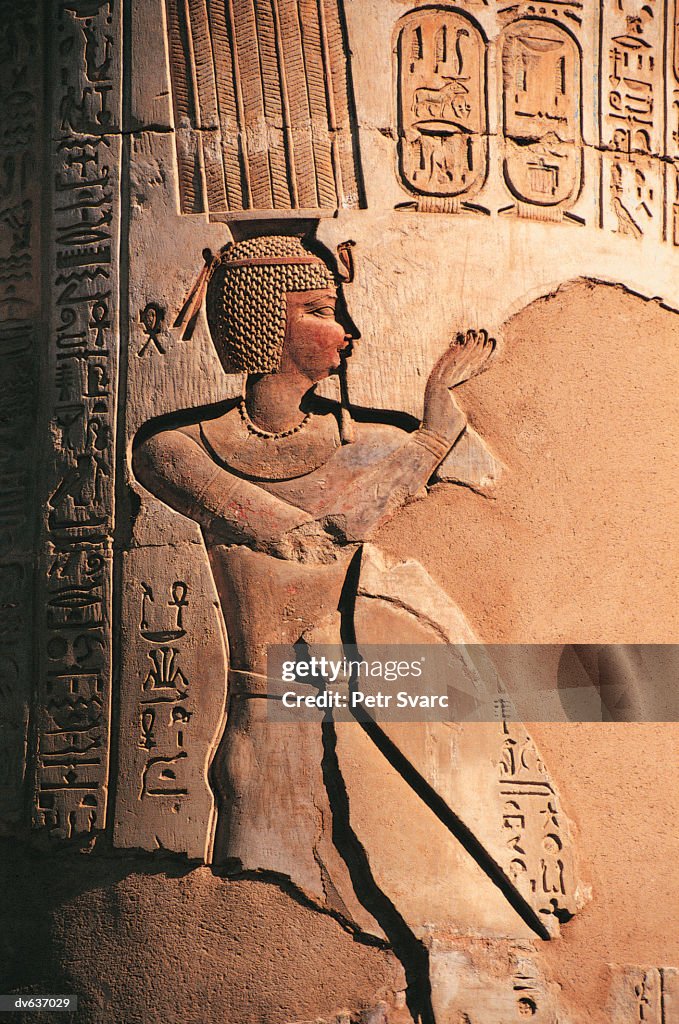 Close Up of Hieroglyphs on a Wall in the Temple of Sobek and Haroeris, Kom Obo, Egypt