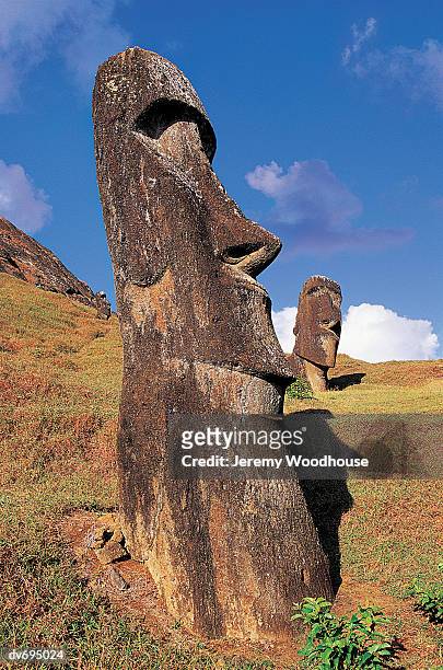 moai at rano raraku, easter island (rapa nui), chile - rano raraku stock pictures, royalty-free photos & images