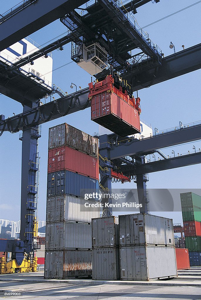 Rail Mounted Gantry Carrying Container At Hit Terminal Kwai Chung Hong ...