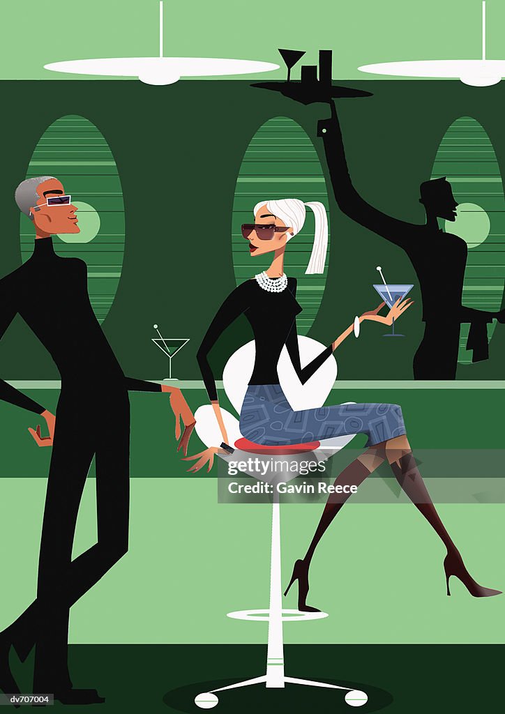 Couple Drinking at a Bar