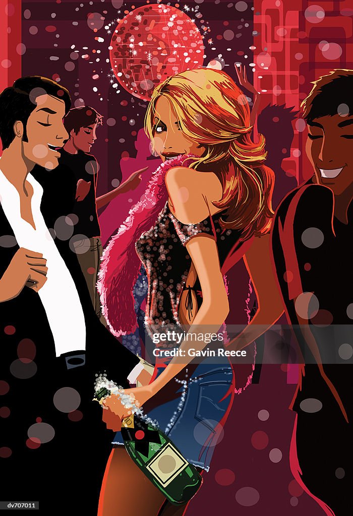 Couple Dancing in a Crowded Nightclub