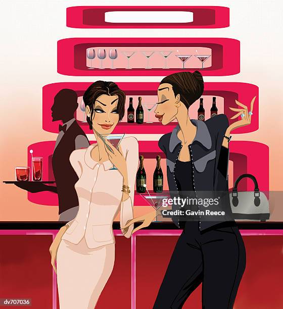 two woman talking at a bar - gavin stock illustrations