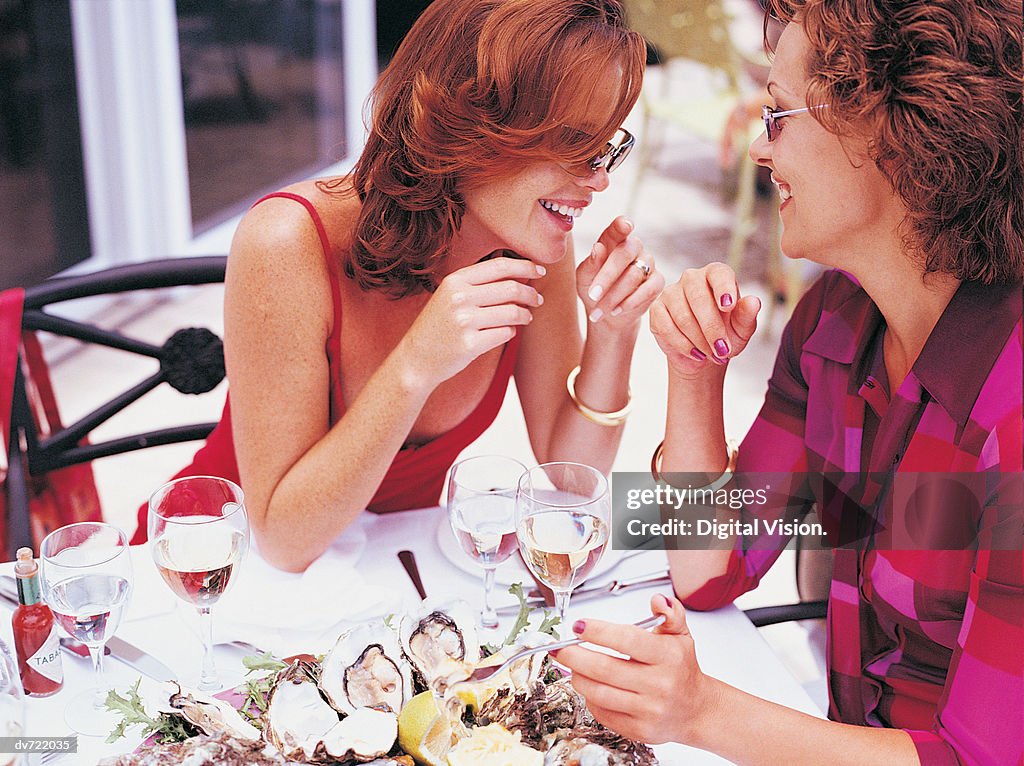 Two Women Talking over a Meal