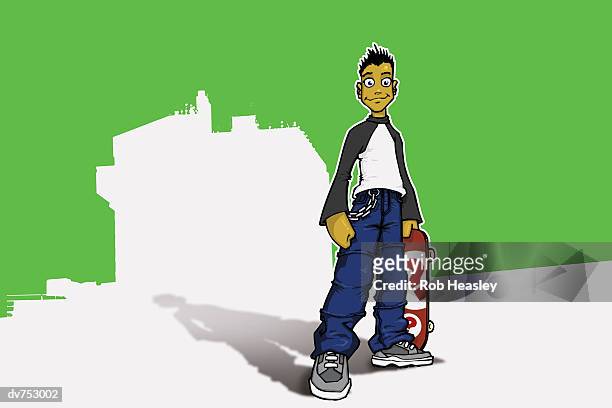 portrait of a teenage boy - jeans illustration stock illustrations