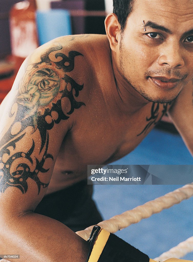 Portrait of a Hispanic Man in a Boxing Ring