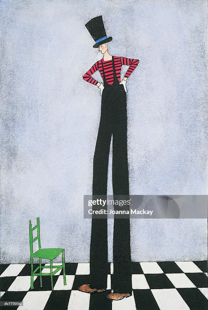 Tall Man Looking Down at a Chair