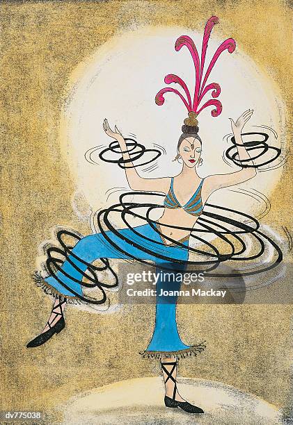 circus performer spinning hoola hoops - circus hoops stock illustrations