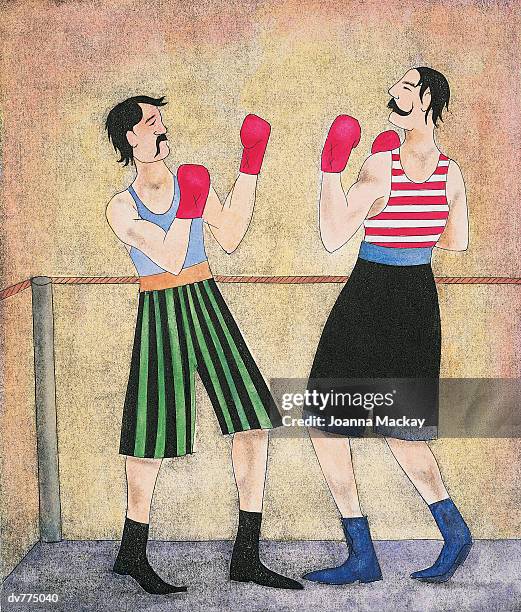 two men boxing - mackay stock illustrations