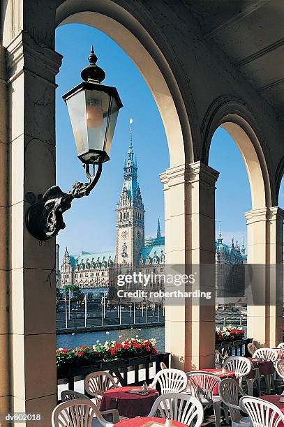Alsterarkaden And The City Hall Hamburg Germany High-Res Stock
