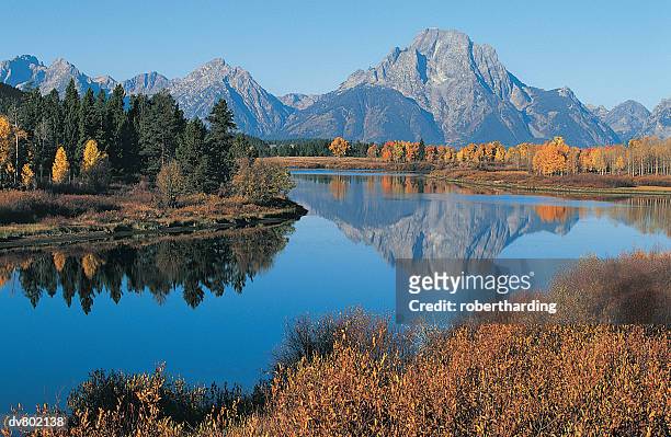 oxbow bend, snake river and tetons, grand tetons national park, wyoming, usa - 三日月湖 ストックフォトと画像