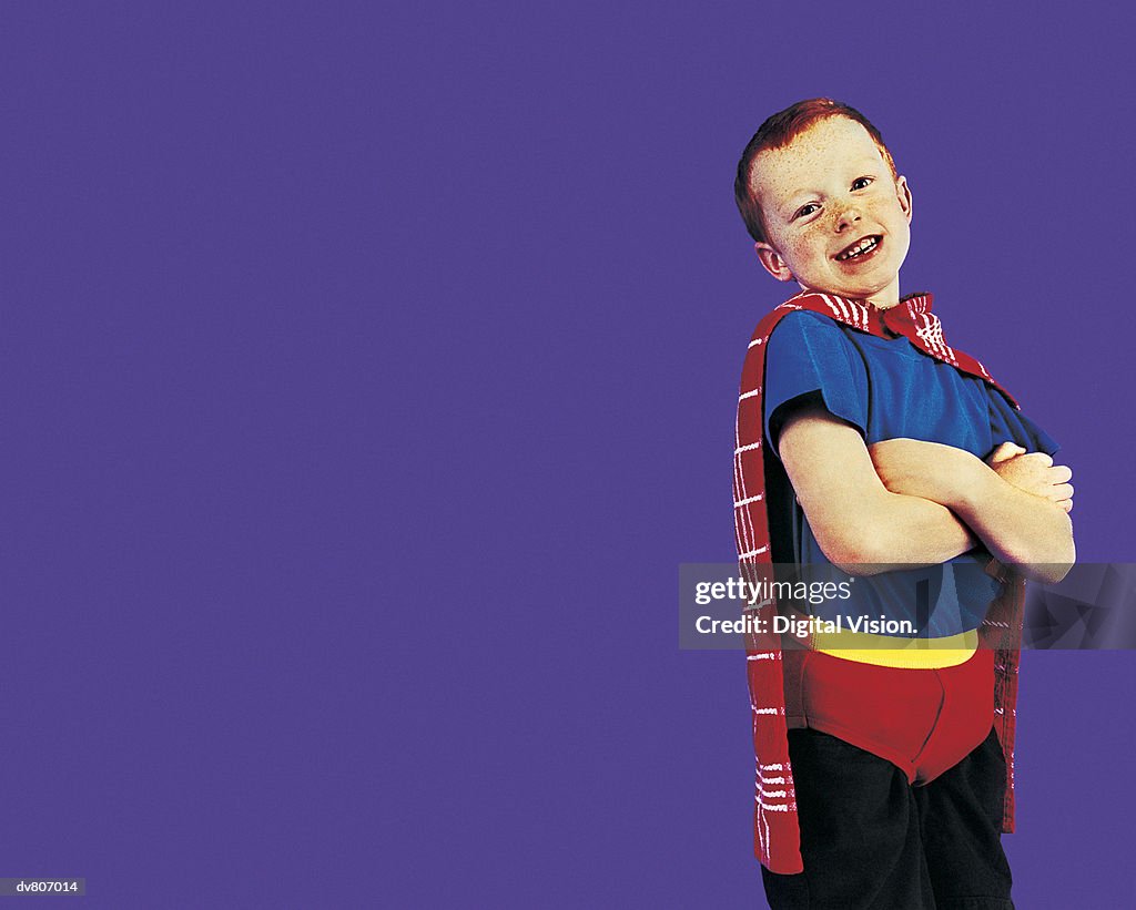 Young Boy Dressed Up as a Superhero