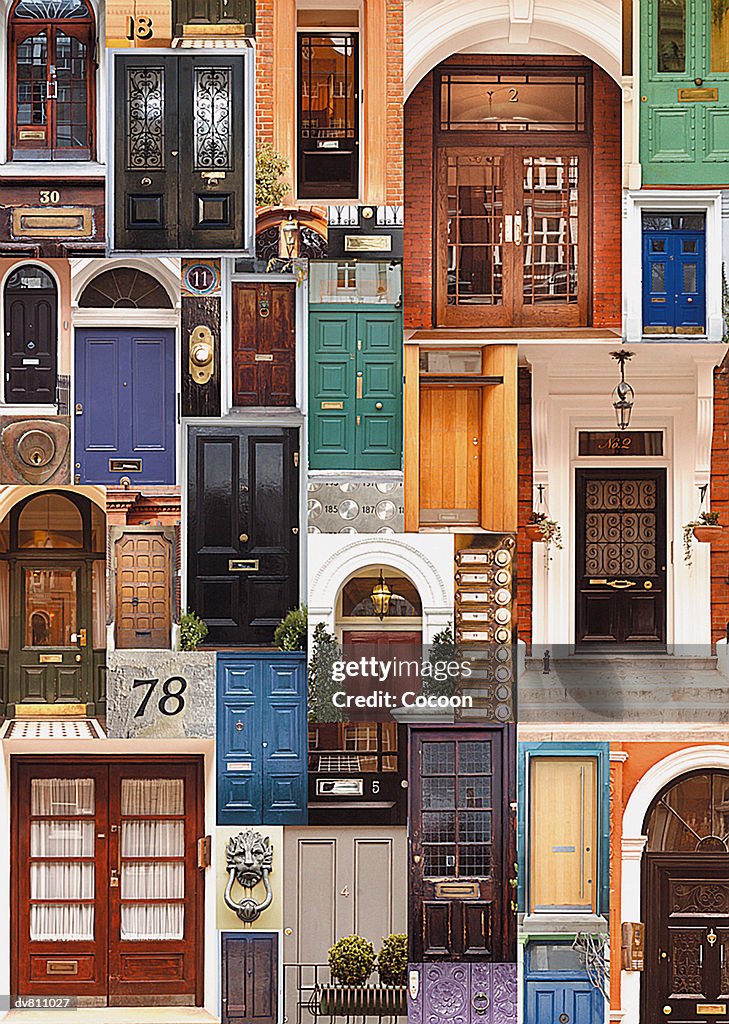 Background Showing a Large Variety of Domestic Front Doors