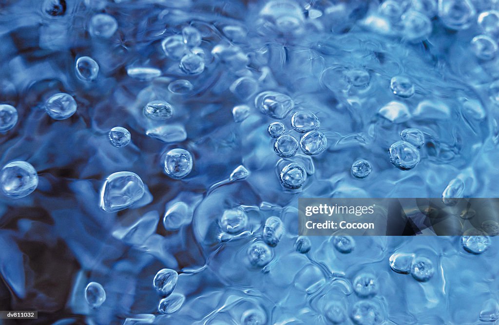 Close up of air bubbles in water